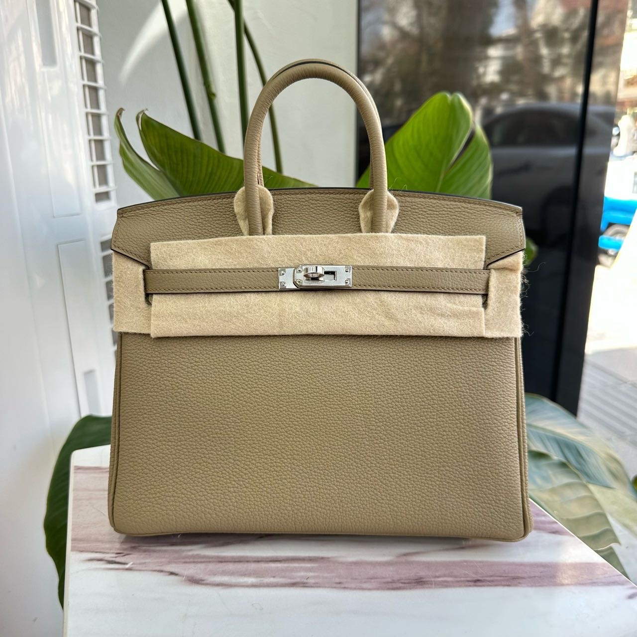 Hermes 爱马仕 8Q马尔法米色birkin25/BK25 银扣 Togo皮 K刻 全套