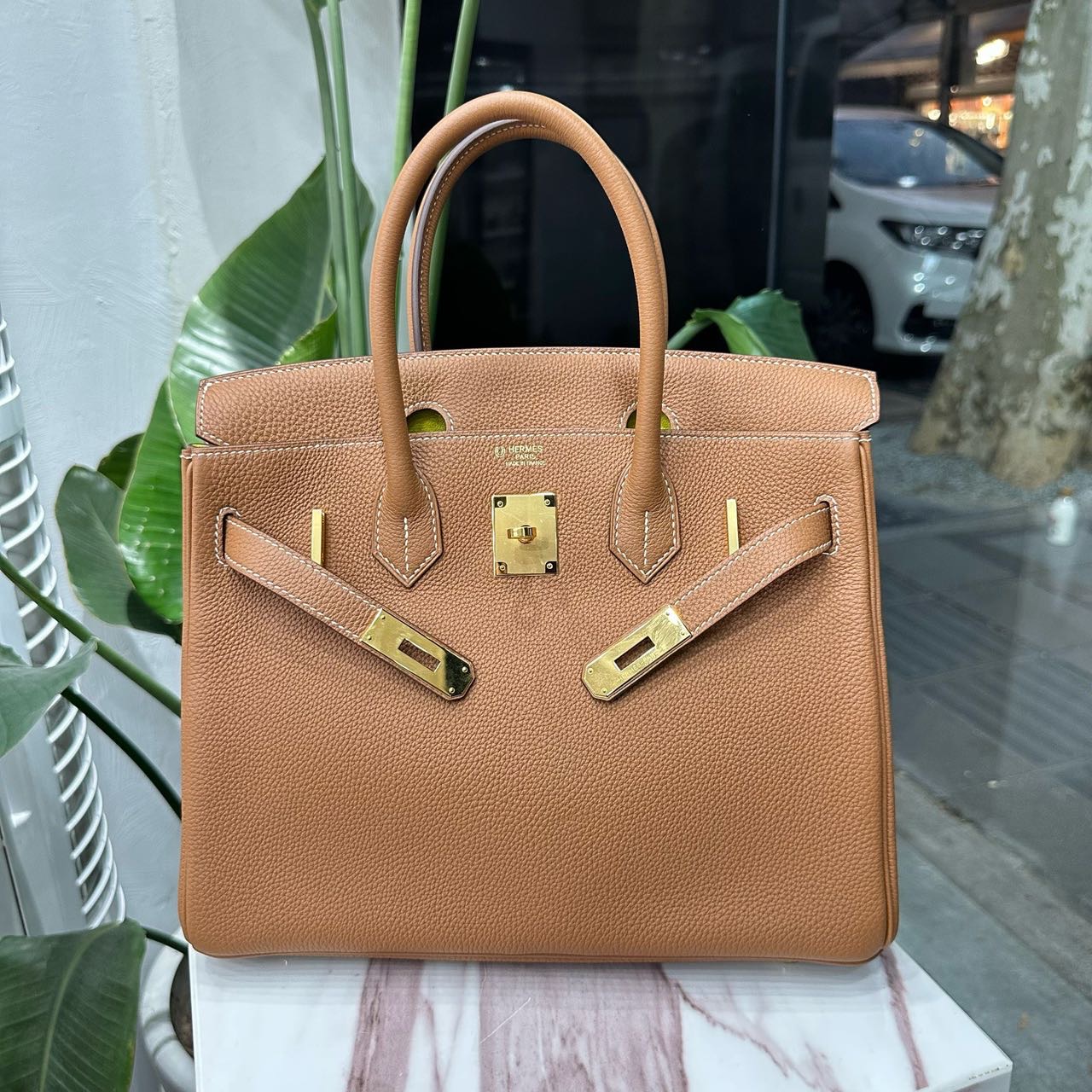 Hermes 爱马仕 金棕内拼柠檬黄birkin30/BK30 金扣 togo皮 Y刻 全套有票