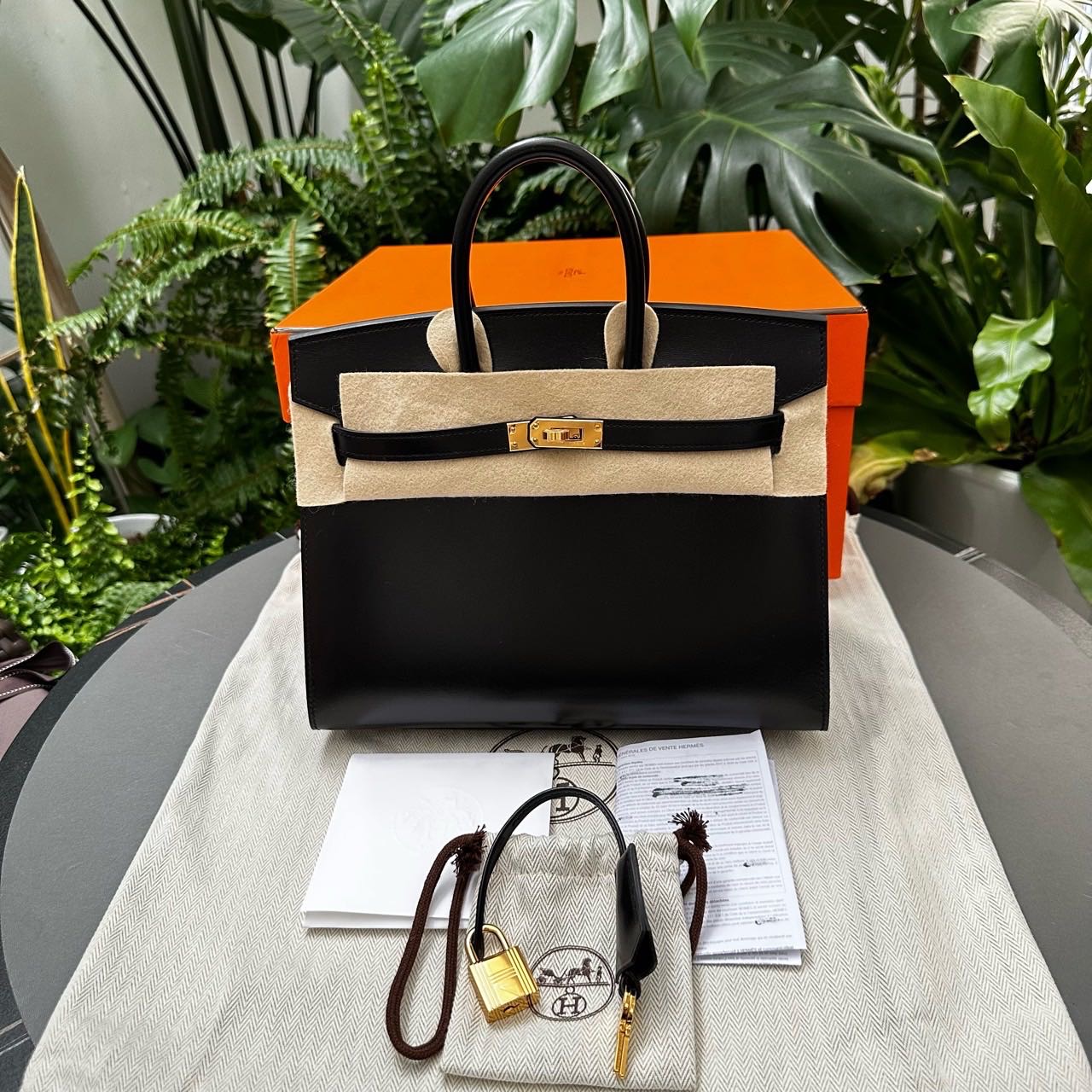 Hermes 爱马仕黑金birkin25/BK25 box皮 U刻 全套