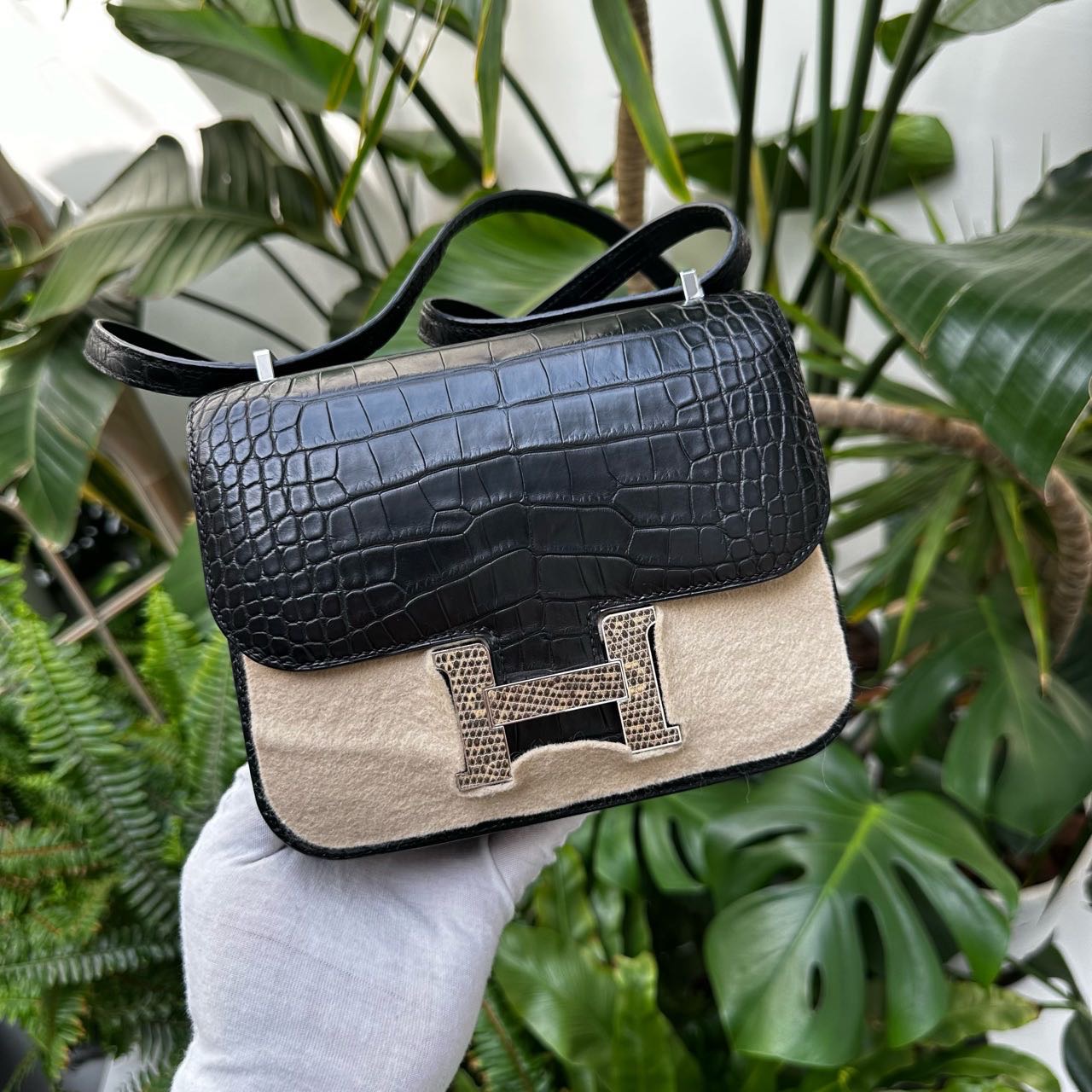 Hermes 爱马仕 黑银康康Constance mini 雾面鳄鱼皮 蜥蜴扣 Y刻 配件 盒子 尘袋 缩略图