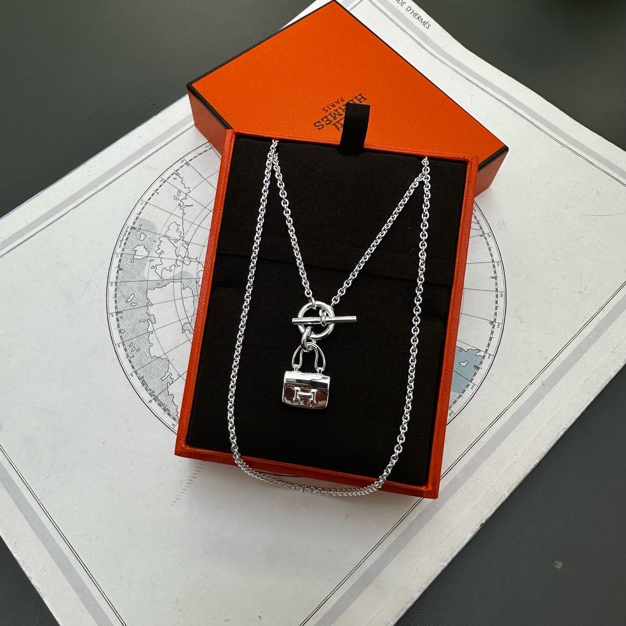 Hermes 925银康康项链 带盒子保卡