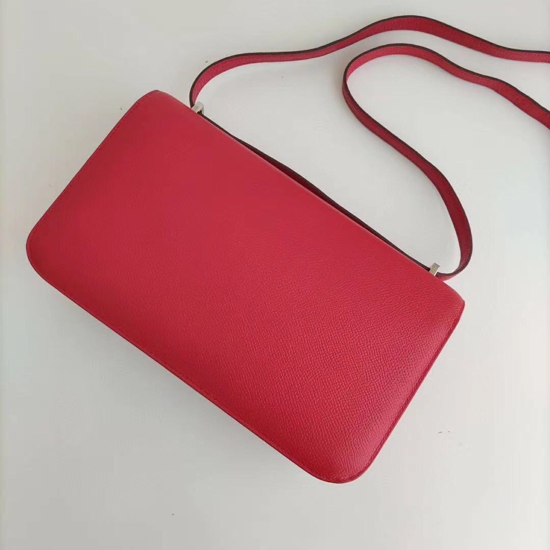 Hermes  爱马仕 康康 Constance Elan26cm   非常稀有的款式～红色银扣  epsom皮，银扣   价格温柔 缩略图