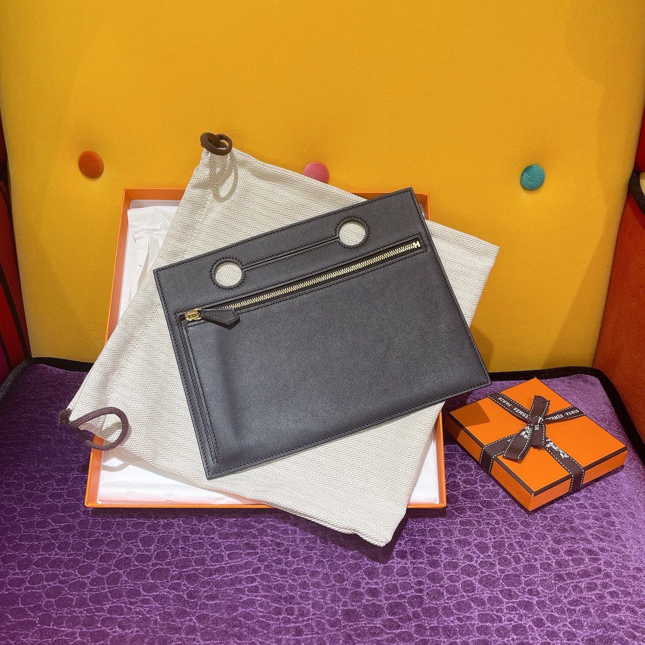 Hermes  爱马仕 HERMES  POCHETTE BACKPOCKET  黑金  bk25后置袋