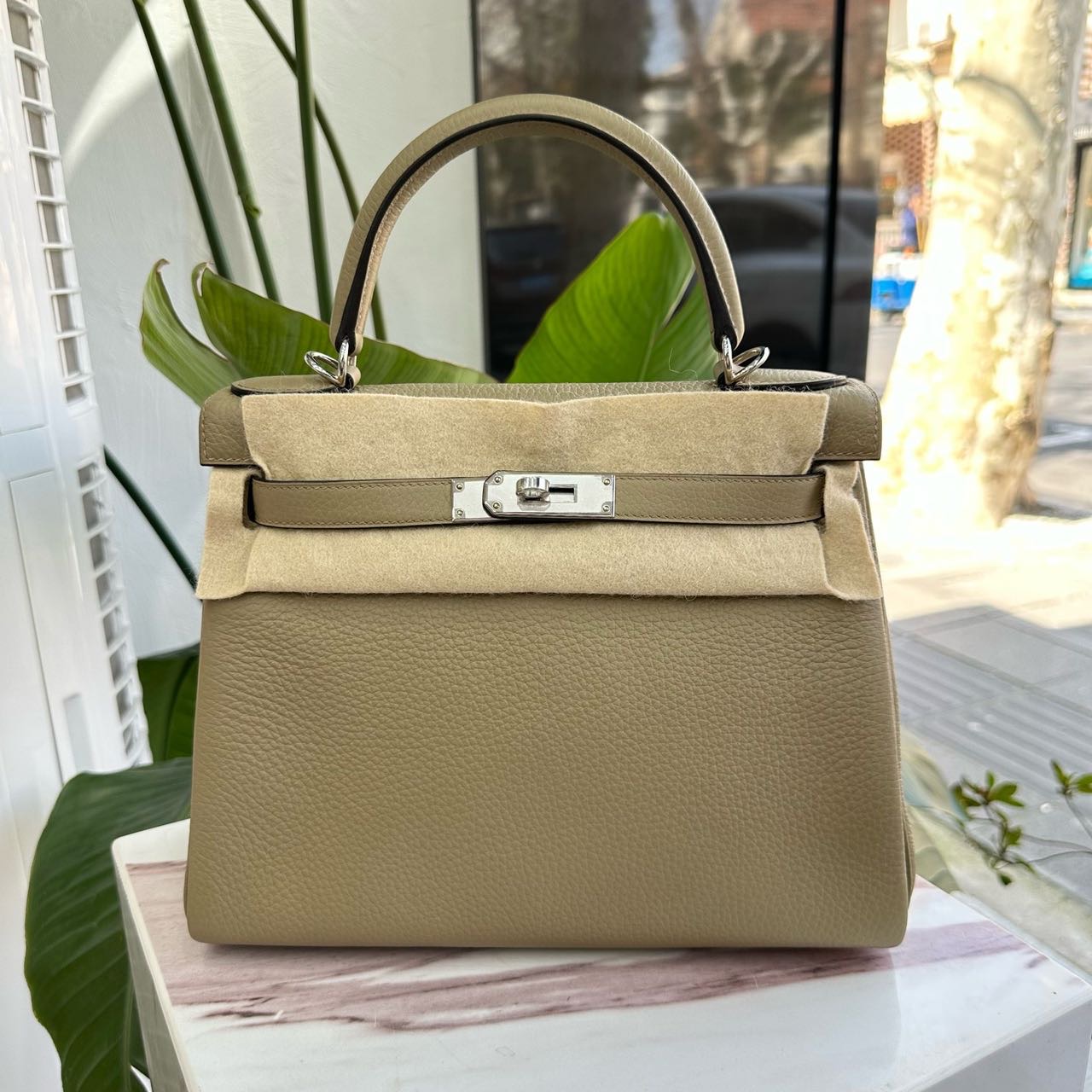 Hermes 爱马仕 8Q马尔法米色Kelly28 银扣 TC皮 B刻 全套