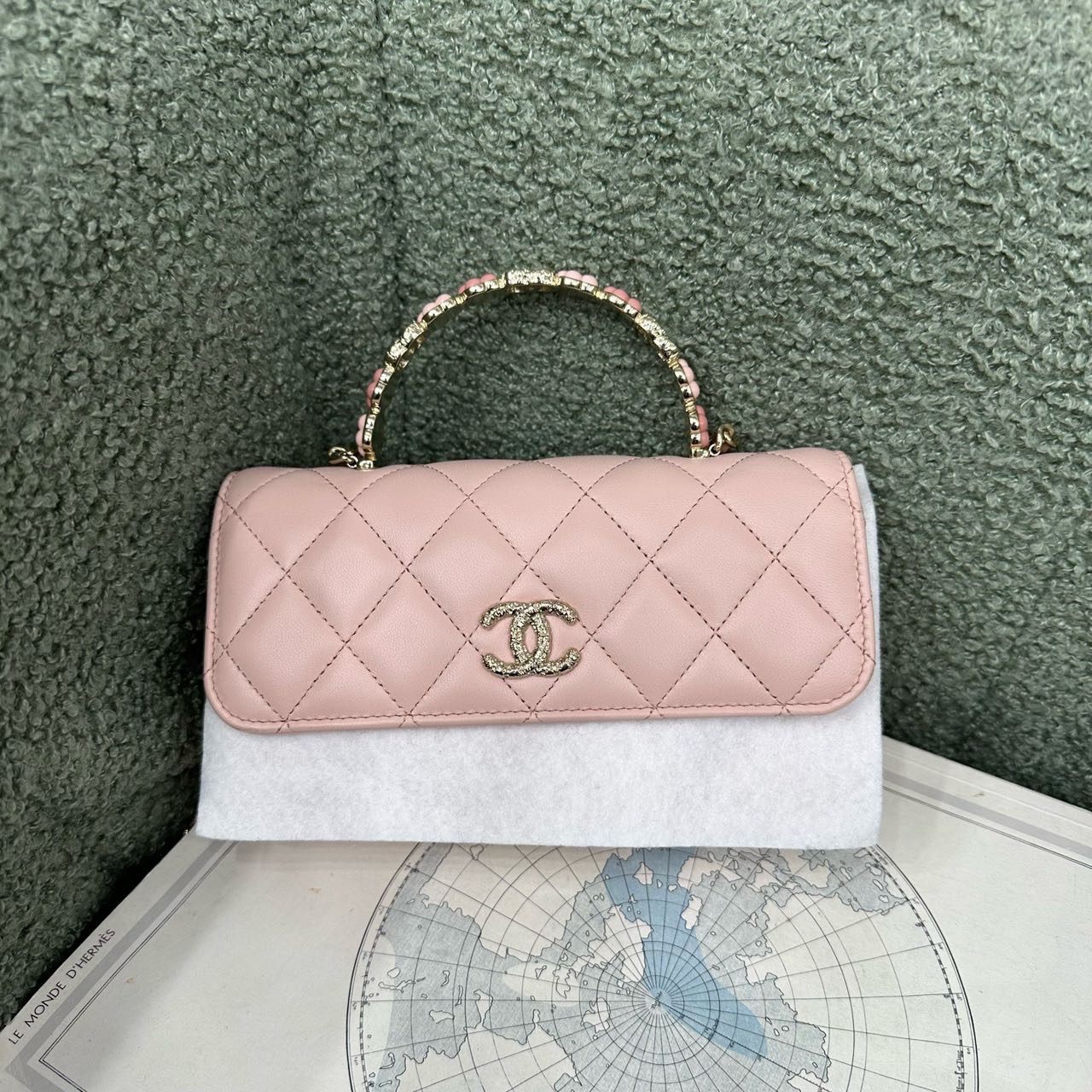 Chanel 香奈儿 粉色手柄cf斜挎包 芯片款 全套无盒 缩略图