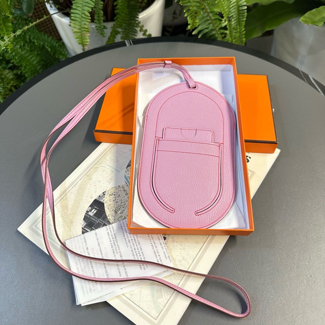 Hermes 爱马仕 x9锦葵紫手机包 山羊皮 Z刻带盒子带票
