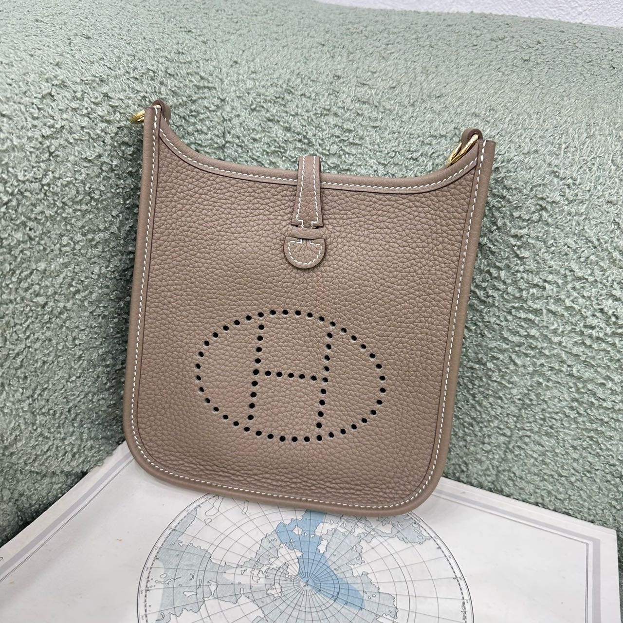 Hermes 爱马仕大象灰mini evelyne TC皮 K刻 全套 缩略图
