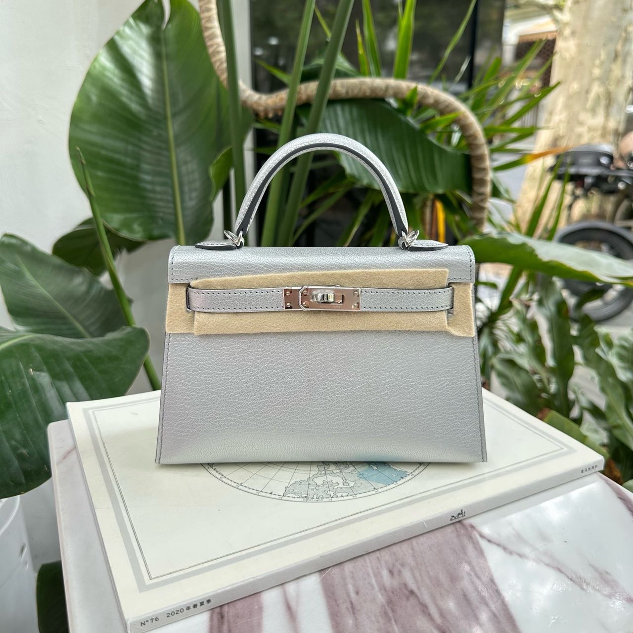 Hermes 爱马仕 鎏银奥林匹克mini Kelly二代 山羊皮 K刻 全套8月新鲜票