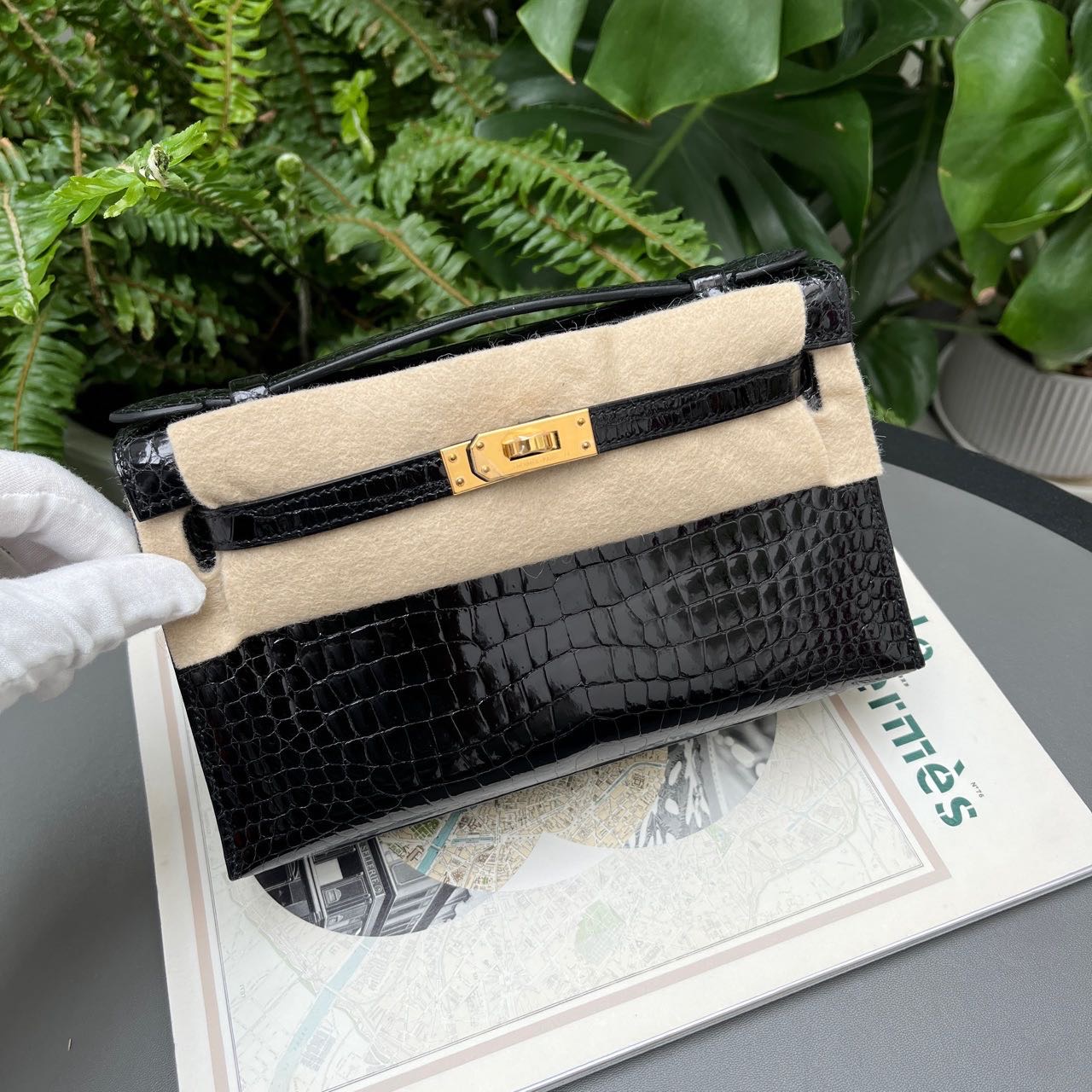Hermes 爱马仕 黑金mini Kelly一代 亮面倒V鳄鱼 B刻 全套带票证 缩略图