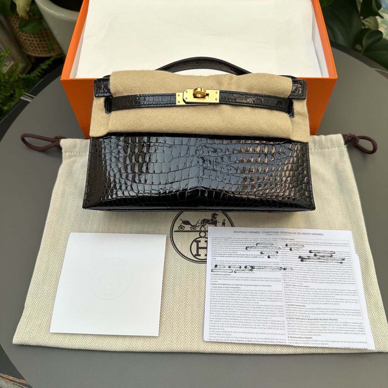 Hermes 爱马仕 黑金mini Kelly一代 亮面倒V鳄鱼 B刻 全套带票证 缩略图