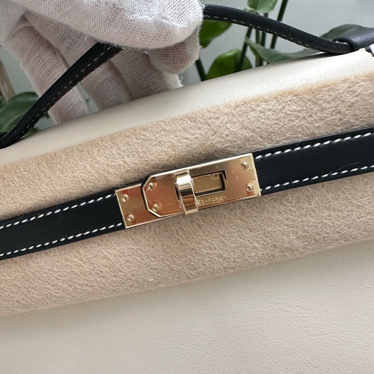 Hermes 爱马仕 黑白熊猫mini Kelly一代 swift皮 淡金扣 马蹄刻 W刻 全套 缩略图