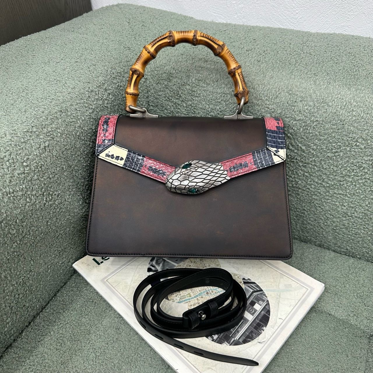 A级 Gucci 古驰 竹节手提斜挎包 带尘袋 缩略图