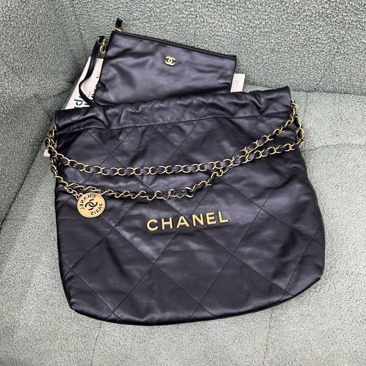 A级 Chanel 香奈儿 黑金22bag 小号 钢印款 带尘袋