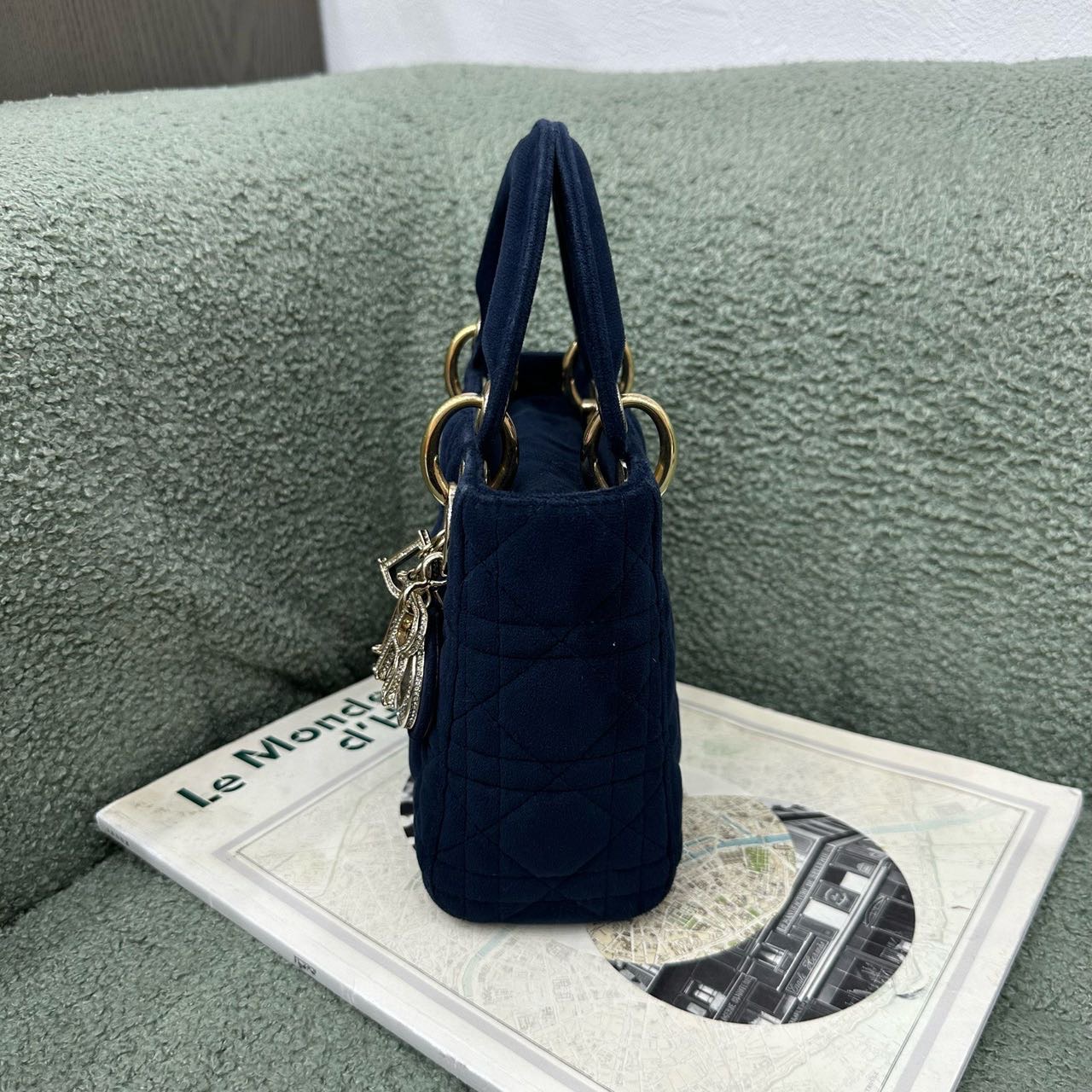 A级 Dior 迪奥丝绒钻扣三格戴妃 19年 配件 保卡 小票 缩略图