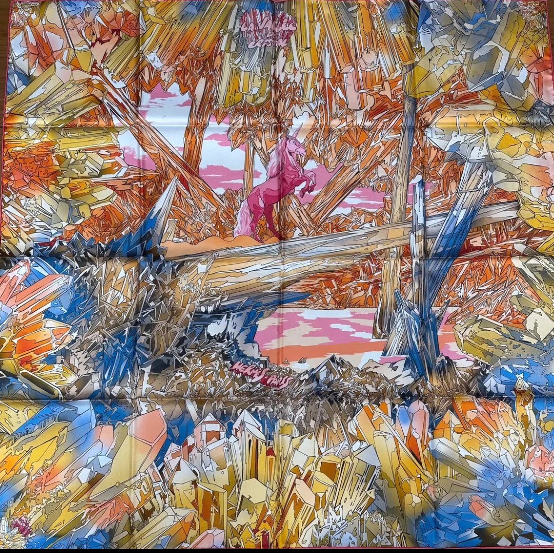 N级  Hermes  水晶之谷  90厘米丝巾  带盒子 可配纸袋