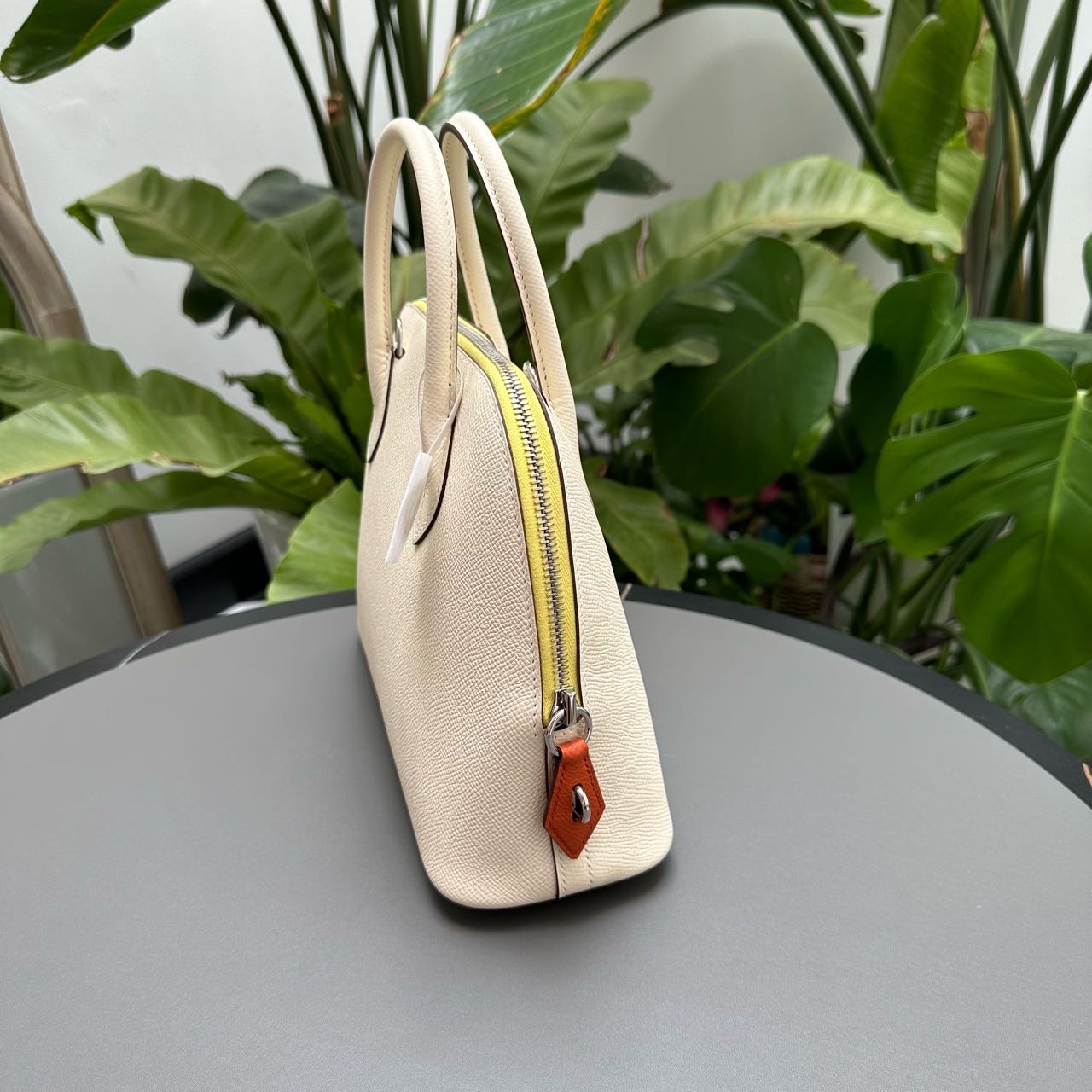 N级 Hermes  爱马仕奶油白拼柠檬黄拼砖红色bolide 25 Epsom皮 银扣 B刻 全套带官网票 缩略图