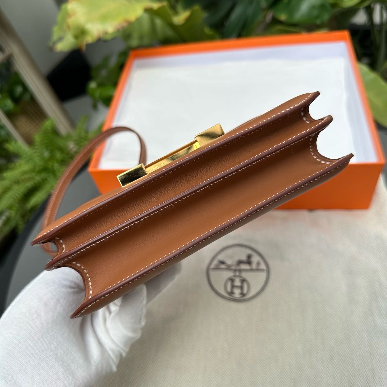 N级 Hermes  爱马仕 金棕康康 Constance mini 金扣 swift皮 B刻带镜子 全套 缩略图