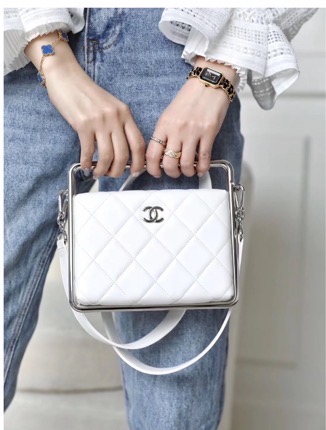 A级 Chanel 香奈儿 白色 夹子包  银杆晚宴包 29开 带卡尘袋 缩略图