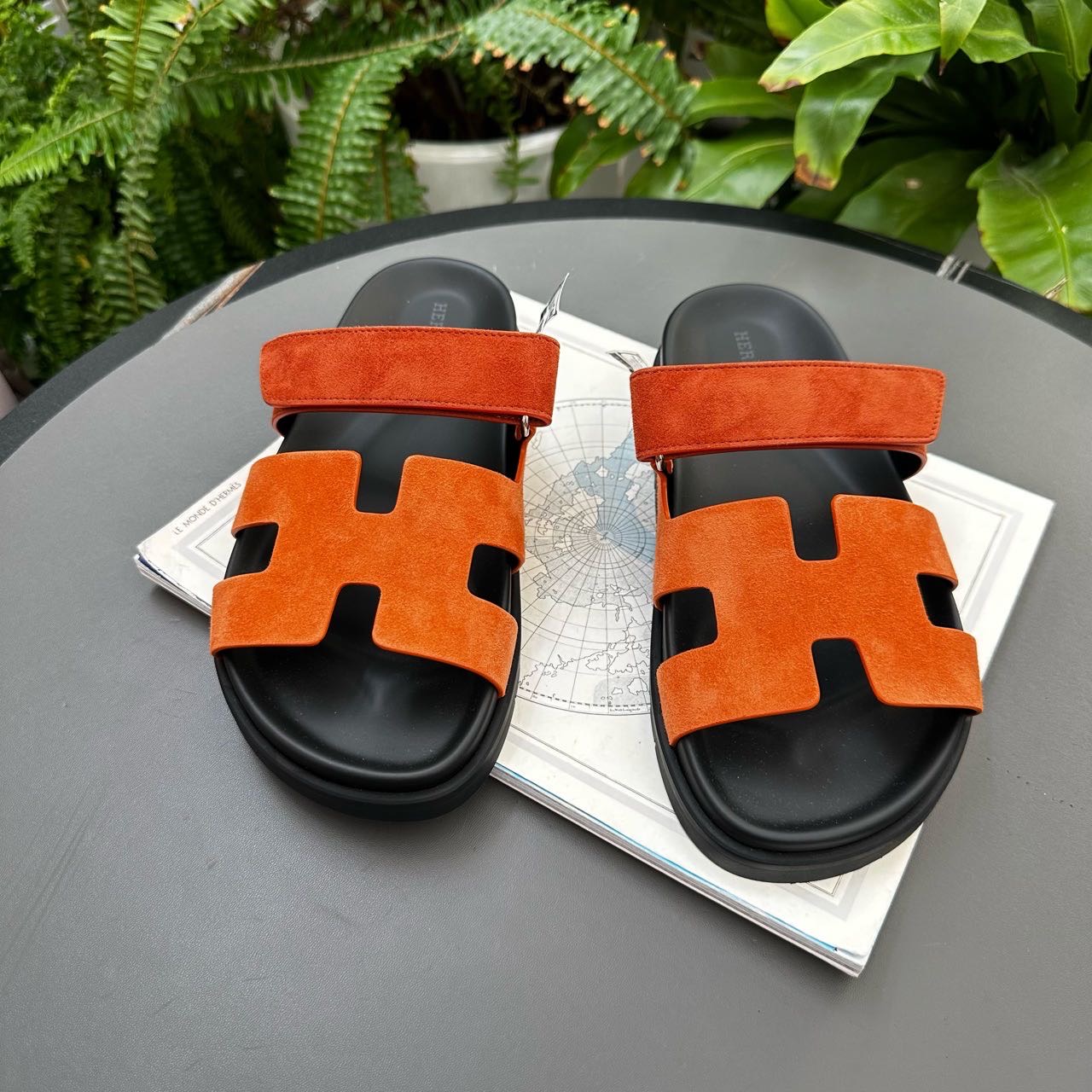 Hermes 拼色麂皮二舅脱/凉拖鞋 37码 带盒子尘袋
