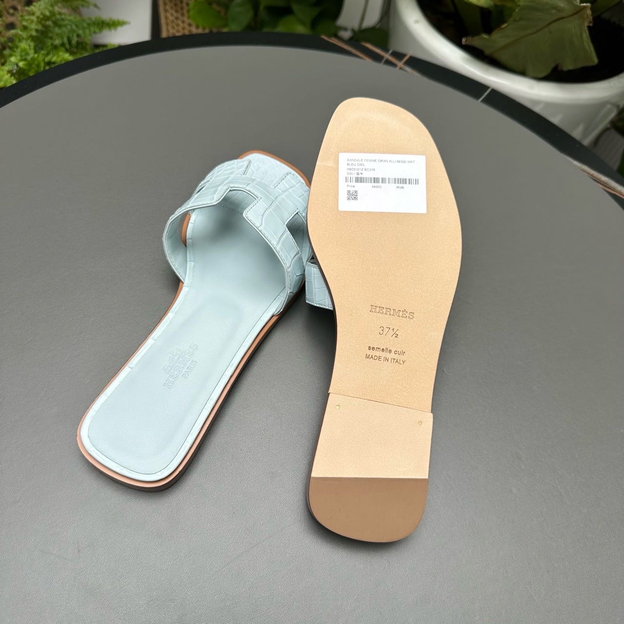 Hermes 天空蓝雾面鳄鱼H凉拖鞋 37.5码 全套带证书 缩略图
