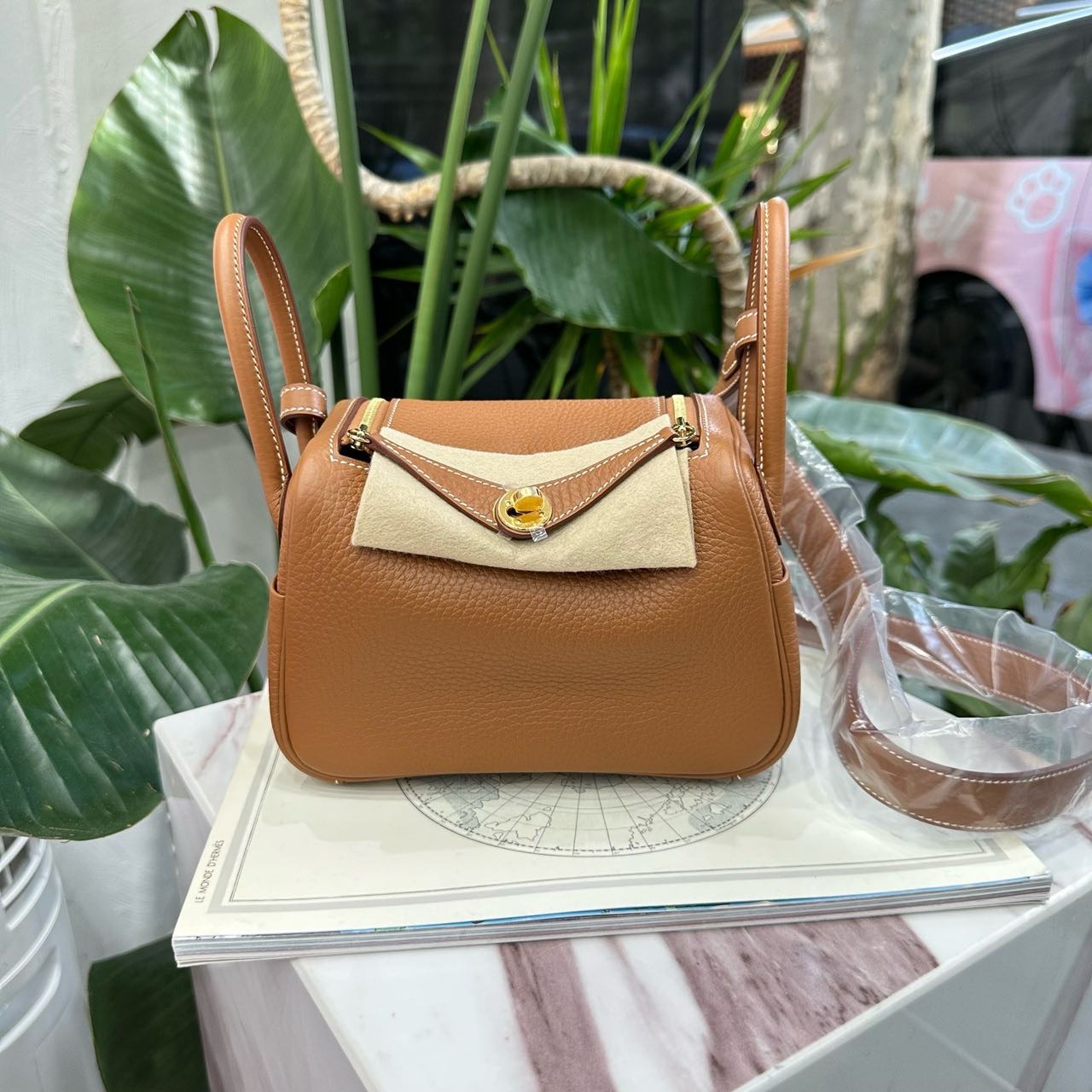 N级 Hermes 爱马仕金棕mini Lindy二代 金扣 TC皮 K刻 全套