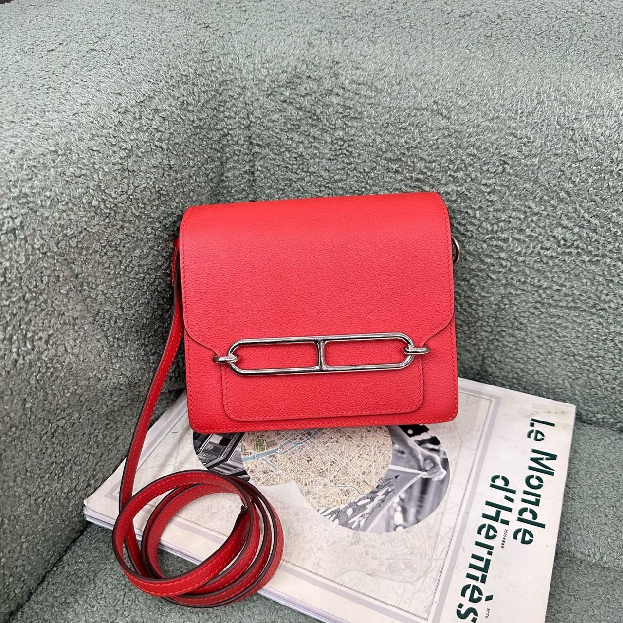 A级 Hermes 爱马仕草莓红mini roulis/猪鼻子 evercolor皮 A刻 缩略图