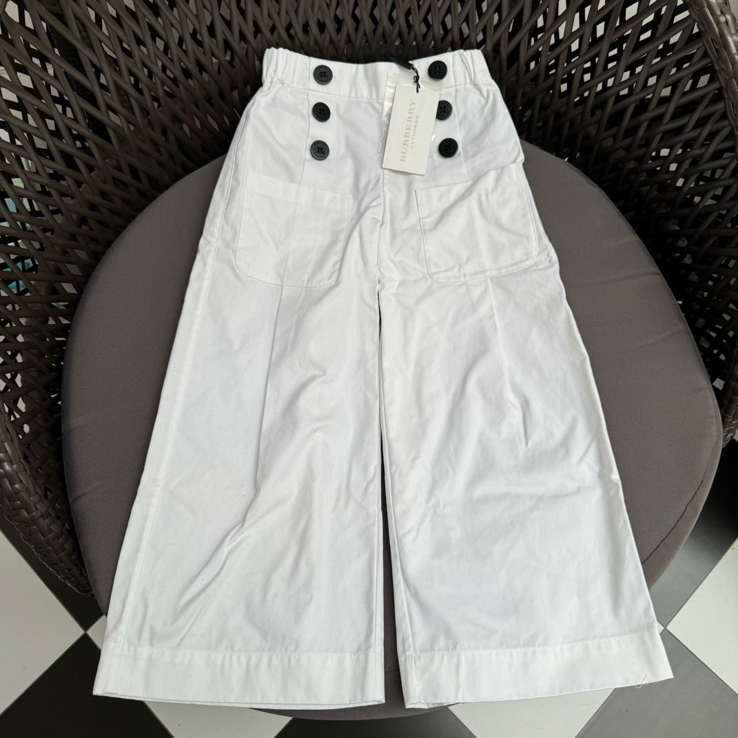 N级 BURBERRY 博柏利 棉制白色女童裤子 8Y码裤长70cm