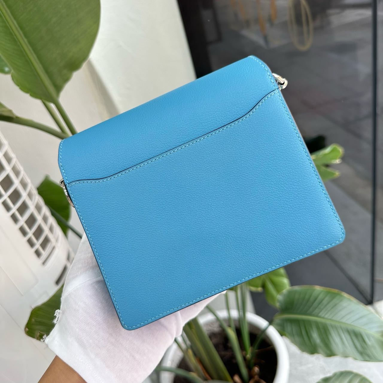 A级 Hermes 爱马仕北方蓝mini roulis/猪鼻子 银扣 evercolor皮 C刻 缩略图