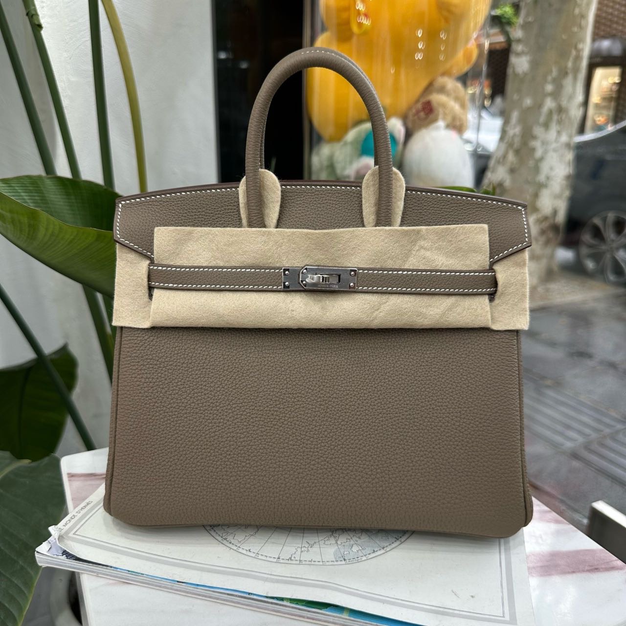 N级 Hermes 爱马仕大象灰birkin25/BK25 银扣 Togo皮 G刻全套