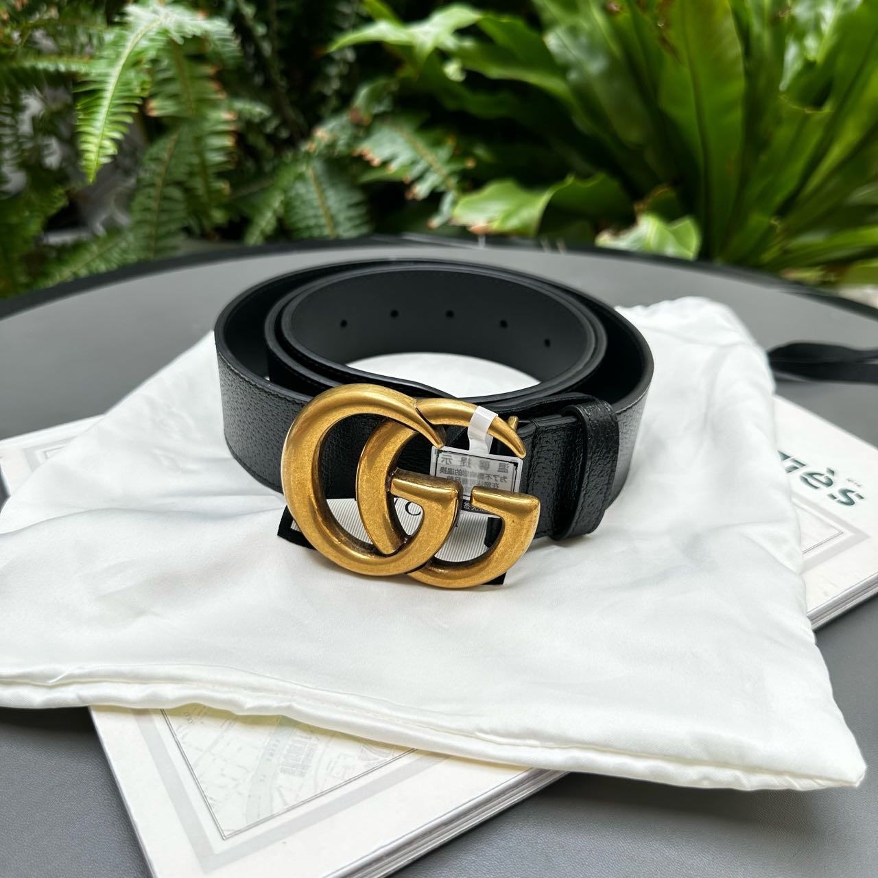 N级 Gucci 黑金双G皮带 105cm 带尘袋