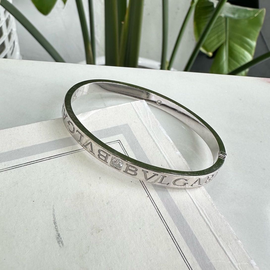 A级 Bvlgari/宝格丽 18K白金带钻手镯 S码