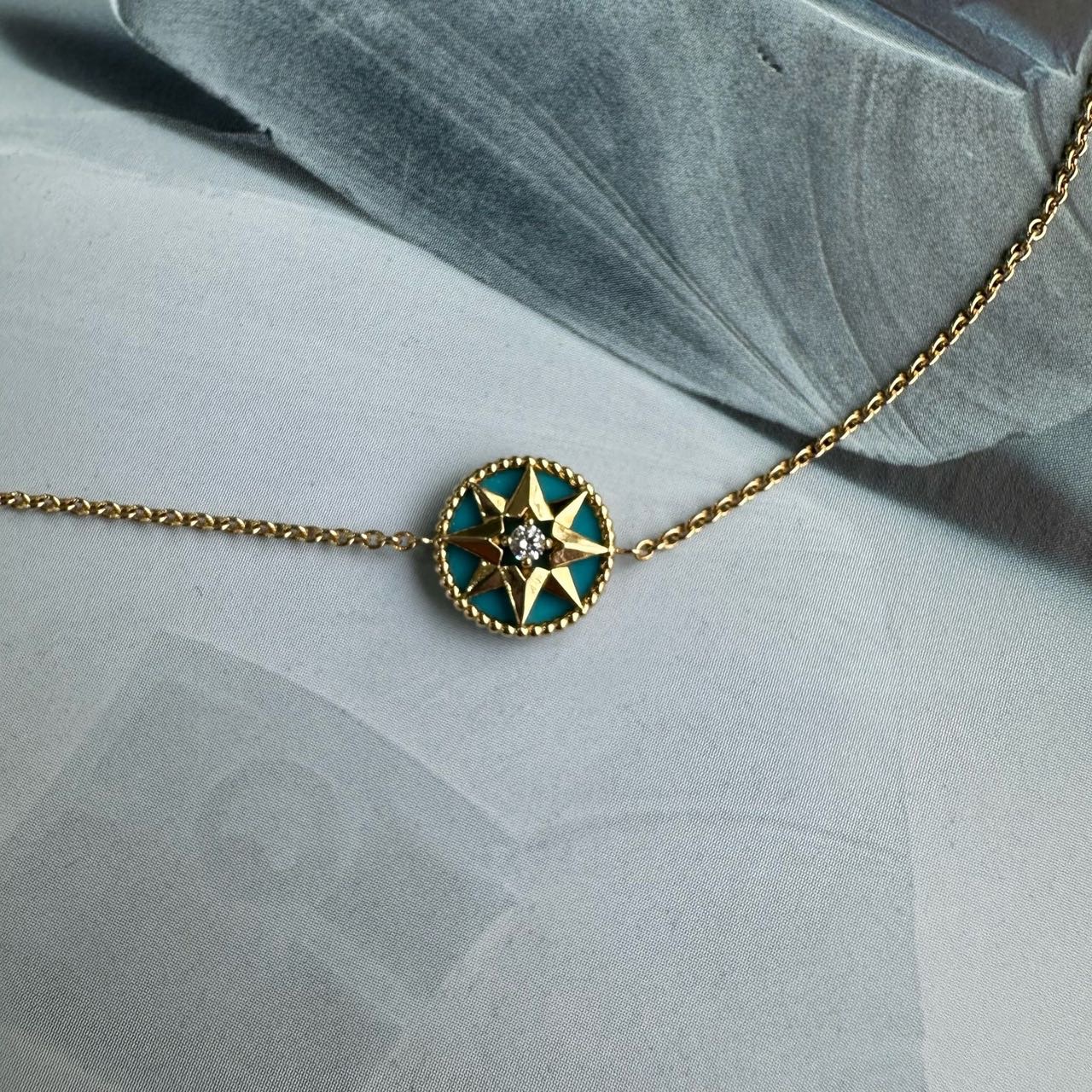 Dior 18K金松石带钻💎八芒星手链 缩略图