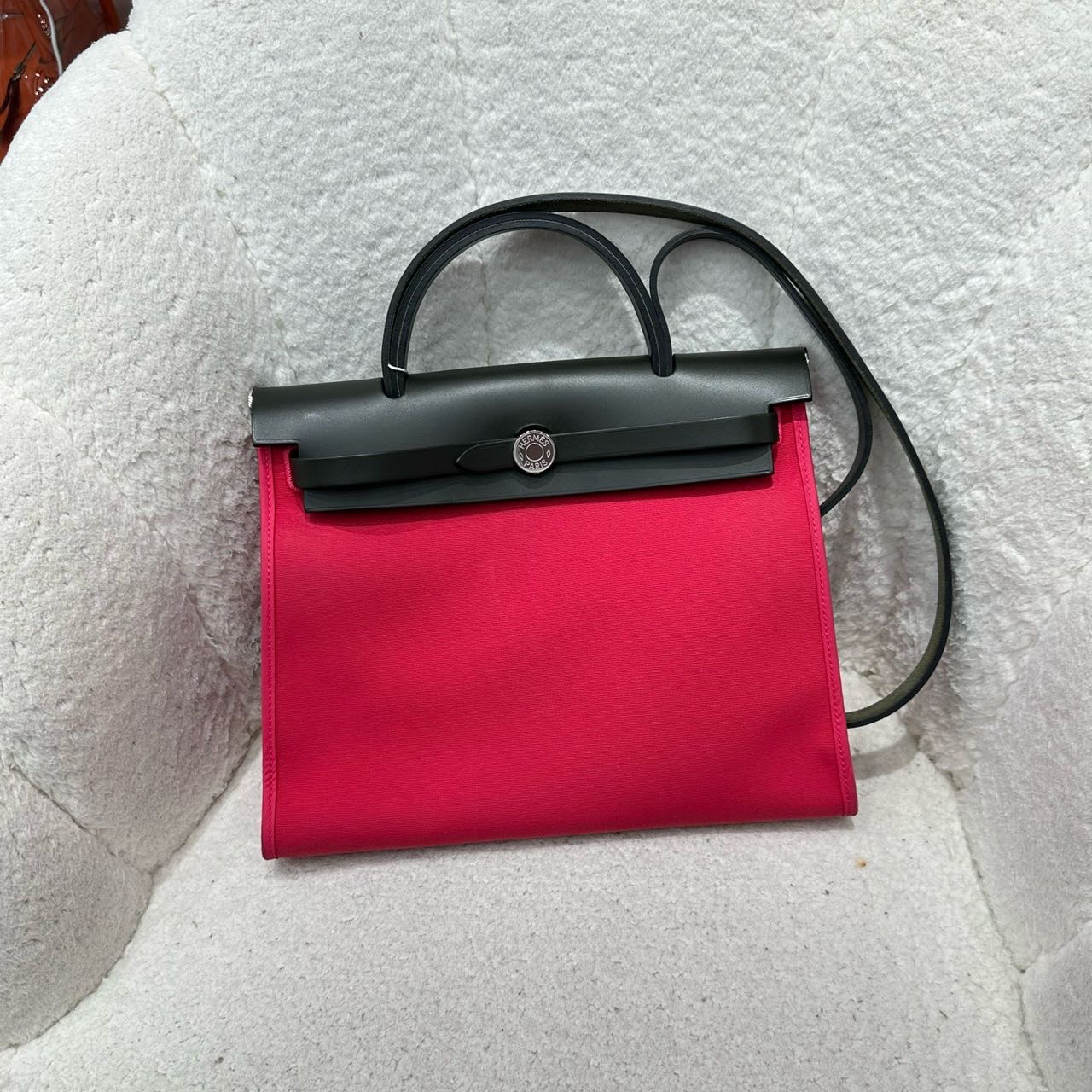 A级 Hermes爱马仕 玫红色herbag31 配件 锁钥匙