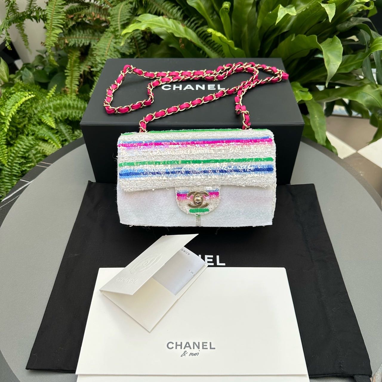 N级 Chanel 香奈儿 24S限量针织亮片cf大mini 钢印款 全套带24年9月新鲜票 原价接近14万