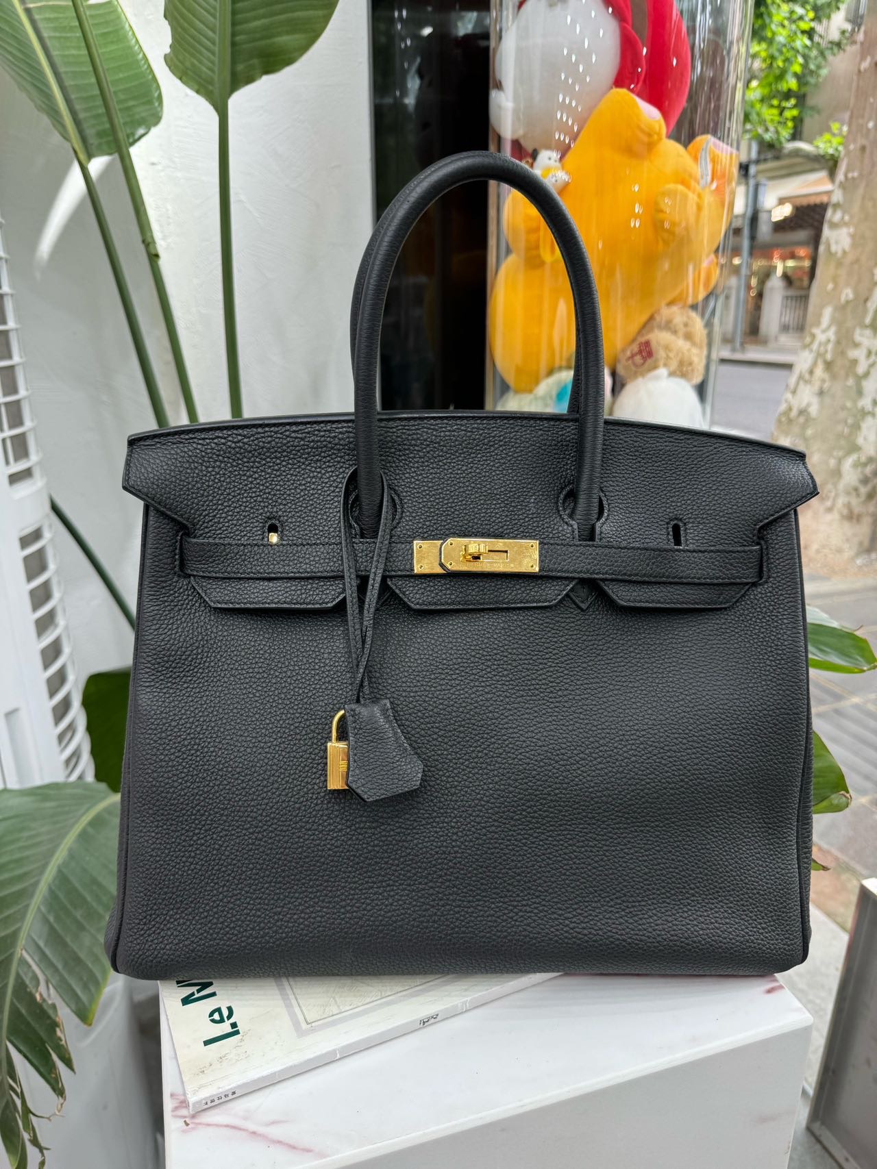Hermes 黑金Togo皮Birkin35/Bk35 X刻 配件钥匙锁