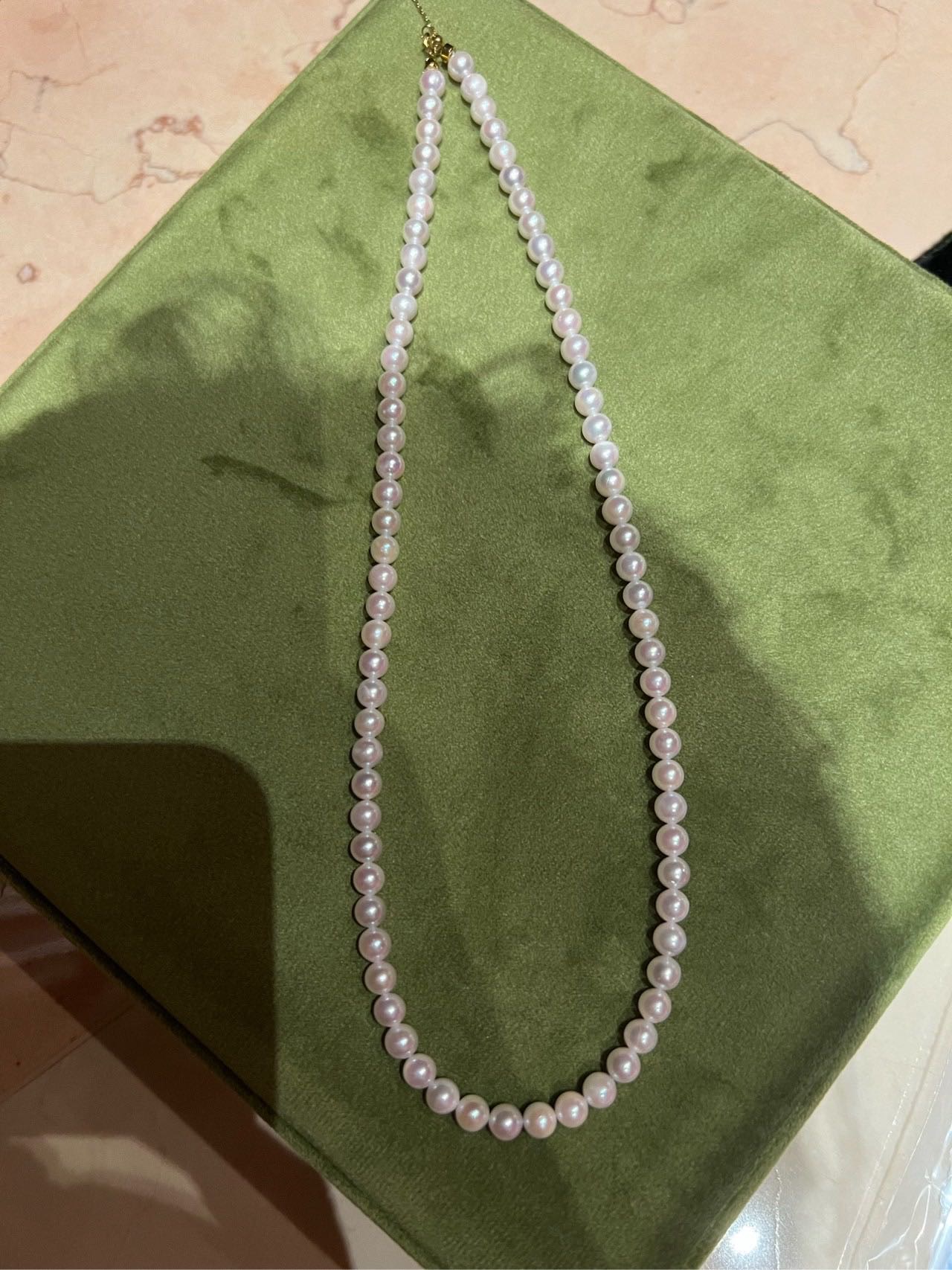 珍珠：Akoya GU5055SWAK4，5-5.5mm 海水珍珠项链 18k金 正圆 近无暇