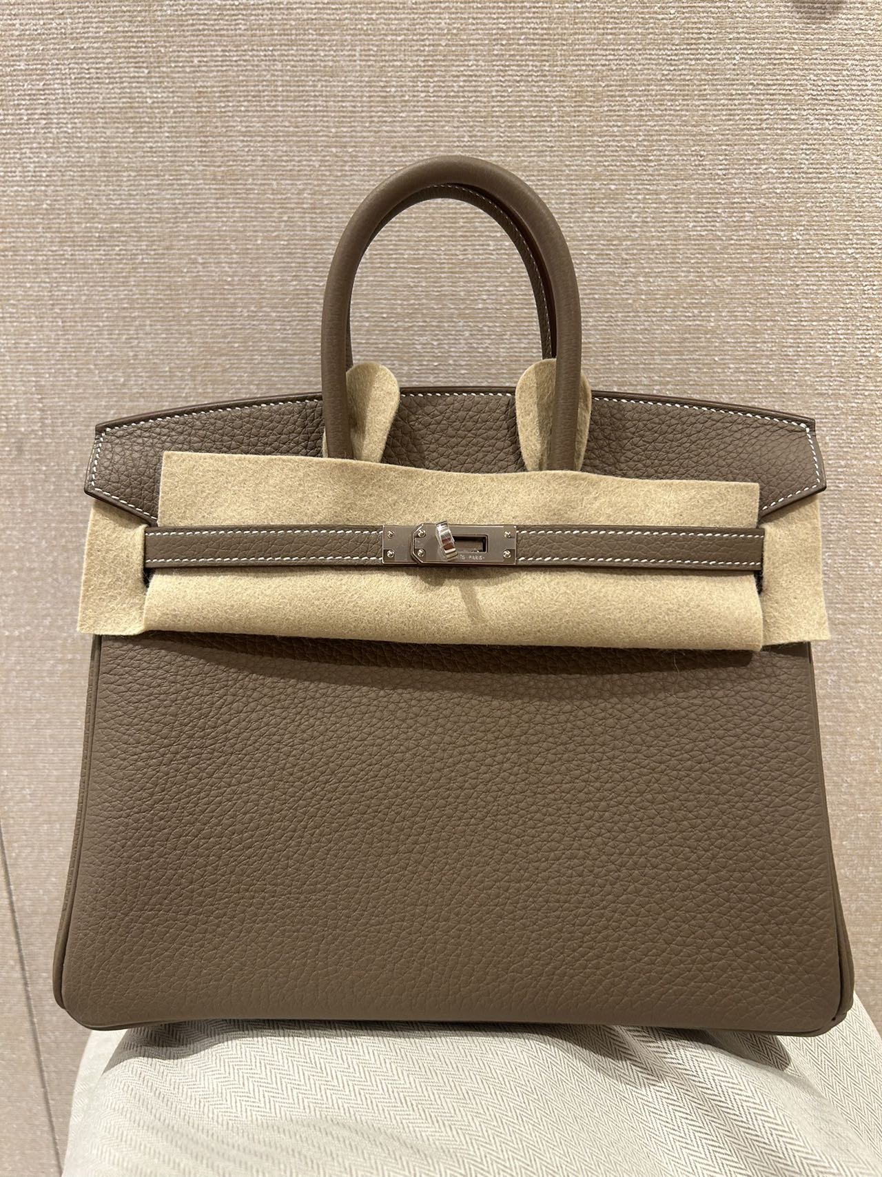 爱马仕bk25 Birkin 25大象灰togo 银扣G刻