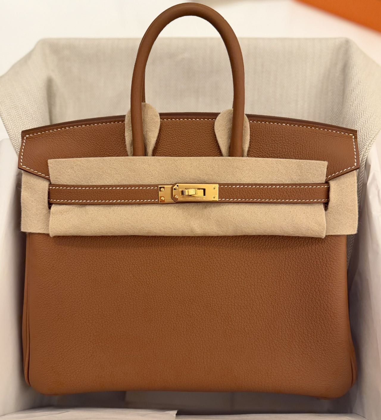 爱马仕 Hermes bk25 birkin25 金棕金扣 togo G
