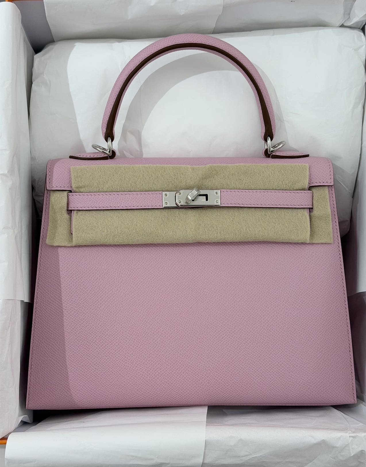 爱马仕 Hermes Kelly25 X9锦葵紫 银扣 epsom G刻