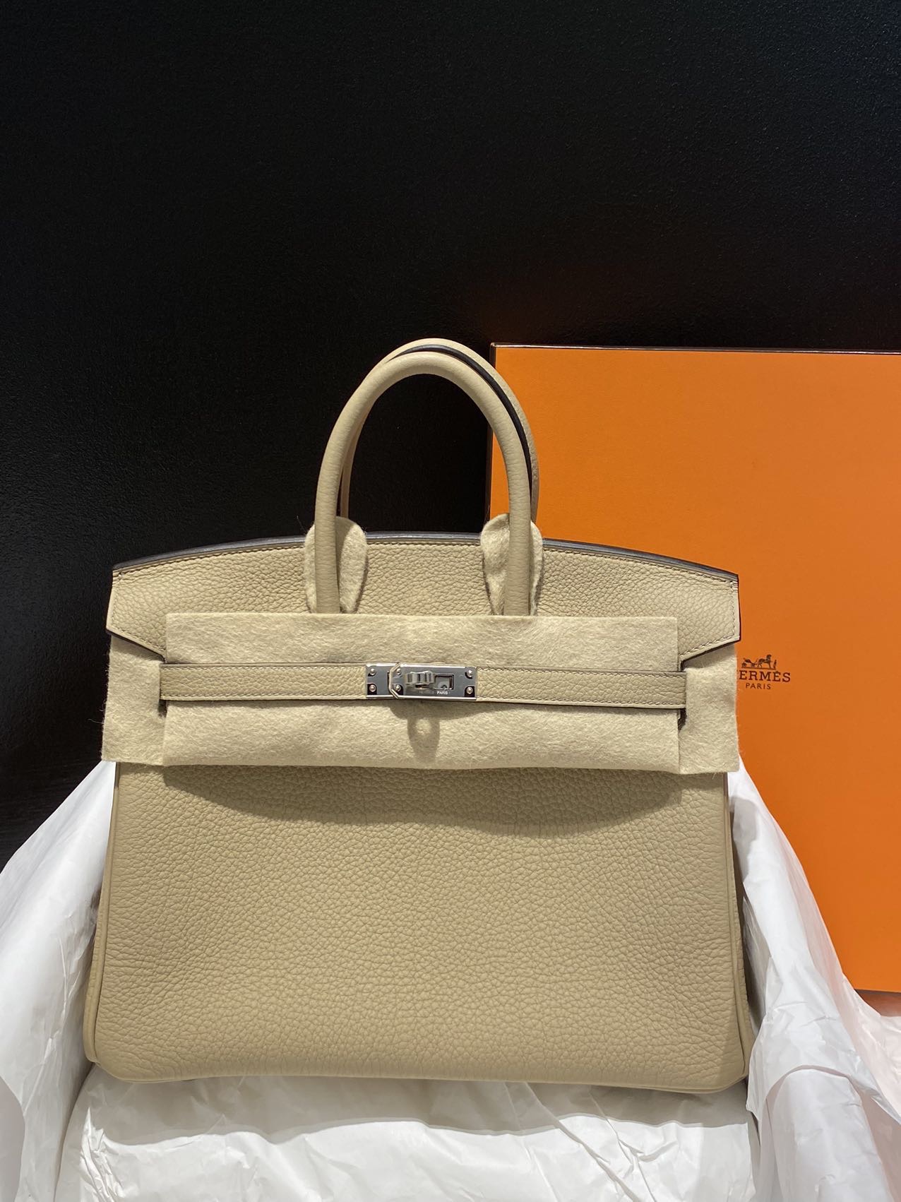 爱马仕 bk25/birkin25 风衣灰 银扣 togo K刻