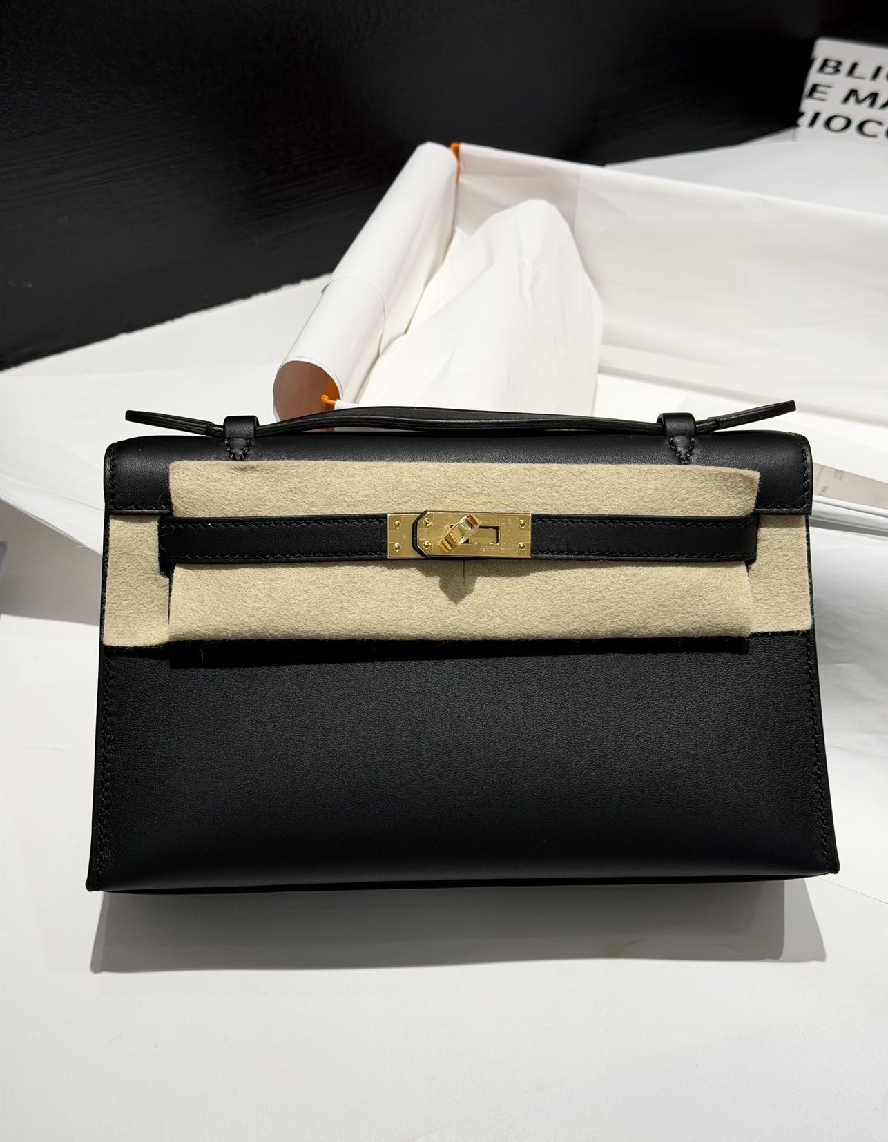 爱马仕 Hermes minikelly一代 黑金 K刻