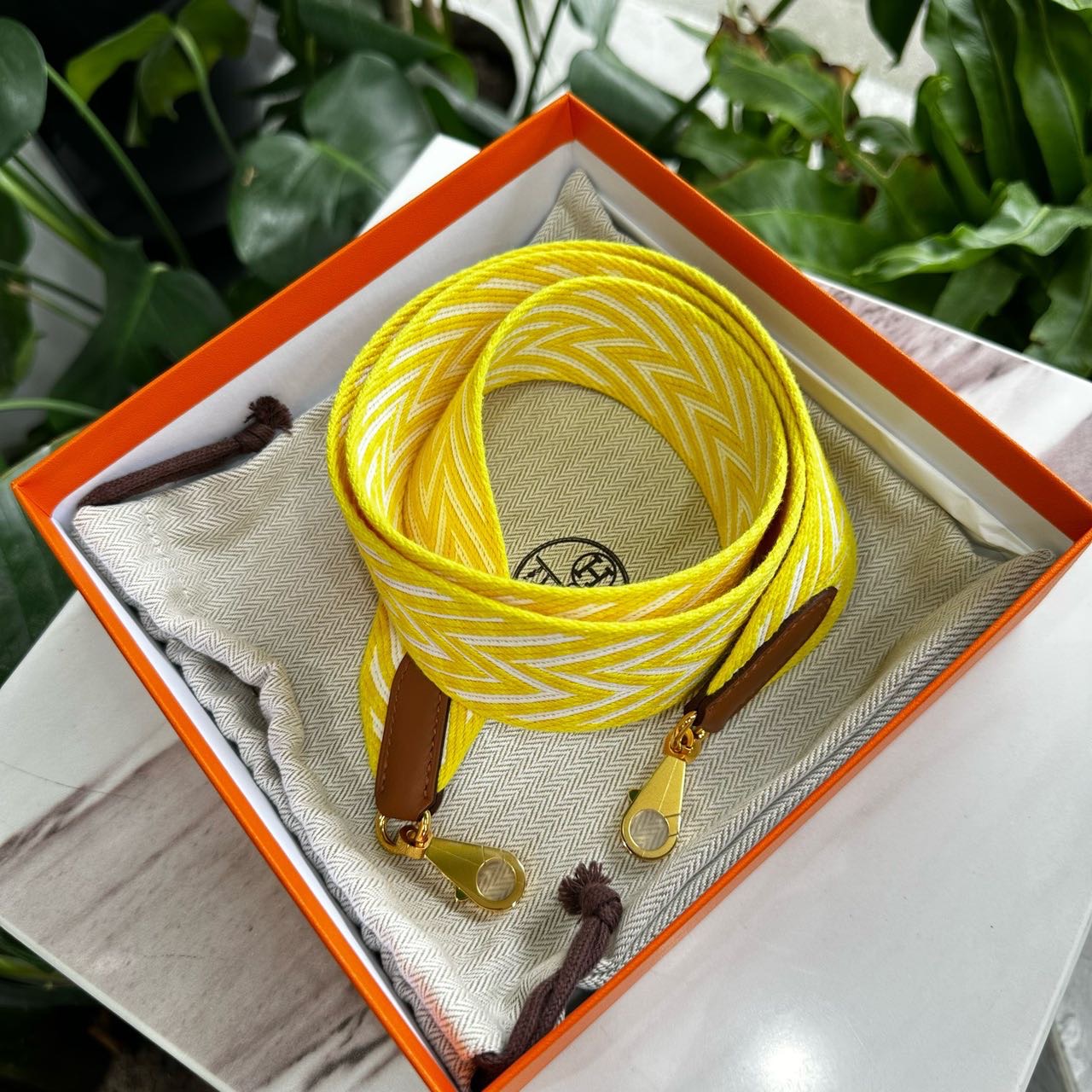 N级 Hermes 帆布肩带 W刻 扣到扣长度103cm 带盒子尘袋 缩略图