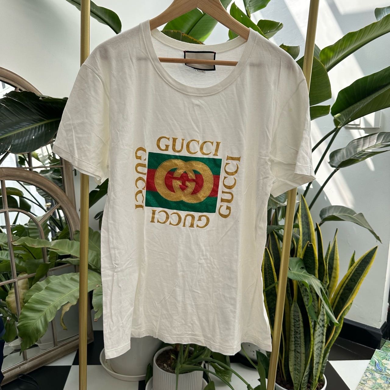 A级 Gucci 印花logo T恤/短袖 L码
长67✖️腰围48*2✖️48