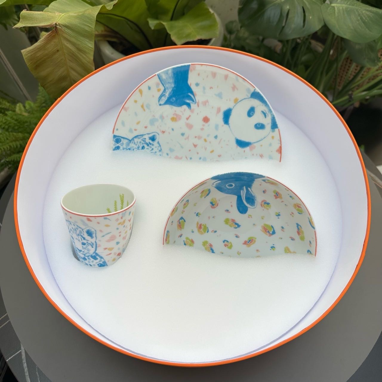 N级 Hermes  陶瓷儿童餐具3件套 带盒子