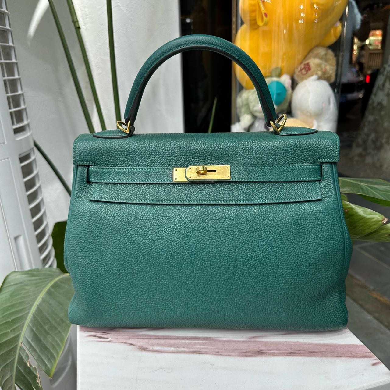 A级 Hermes 孔雀绿Kelly32 金扣 Togo皮 框Q刻 缩略图