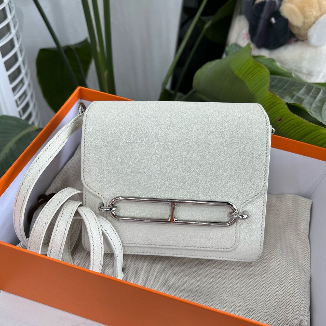 A级 Hermes 纯白mini roulis/猪鼻子 evercolor皮 Y刻