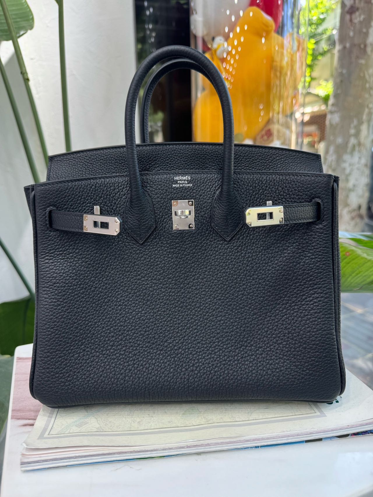 爱马仕Hermes bk25/Birkin25 黑银G刻全新全套4月票