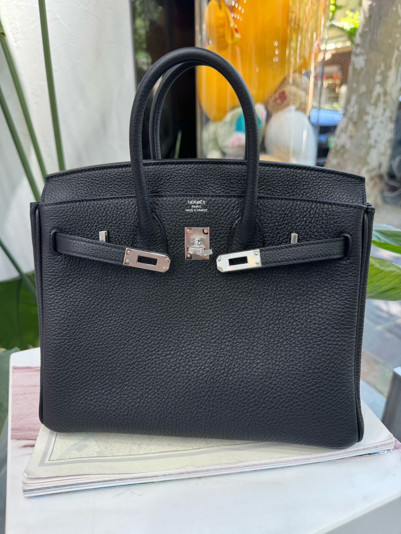 爱马仕Hermes bk25/Birkin 25 黑银G刻全新全套国专5月票