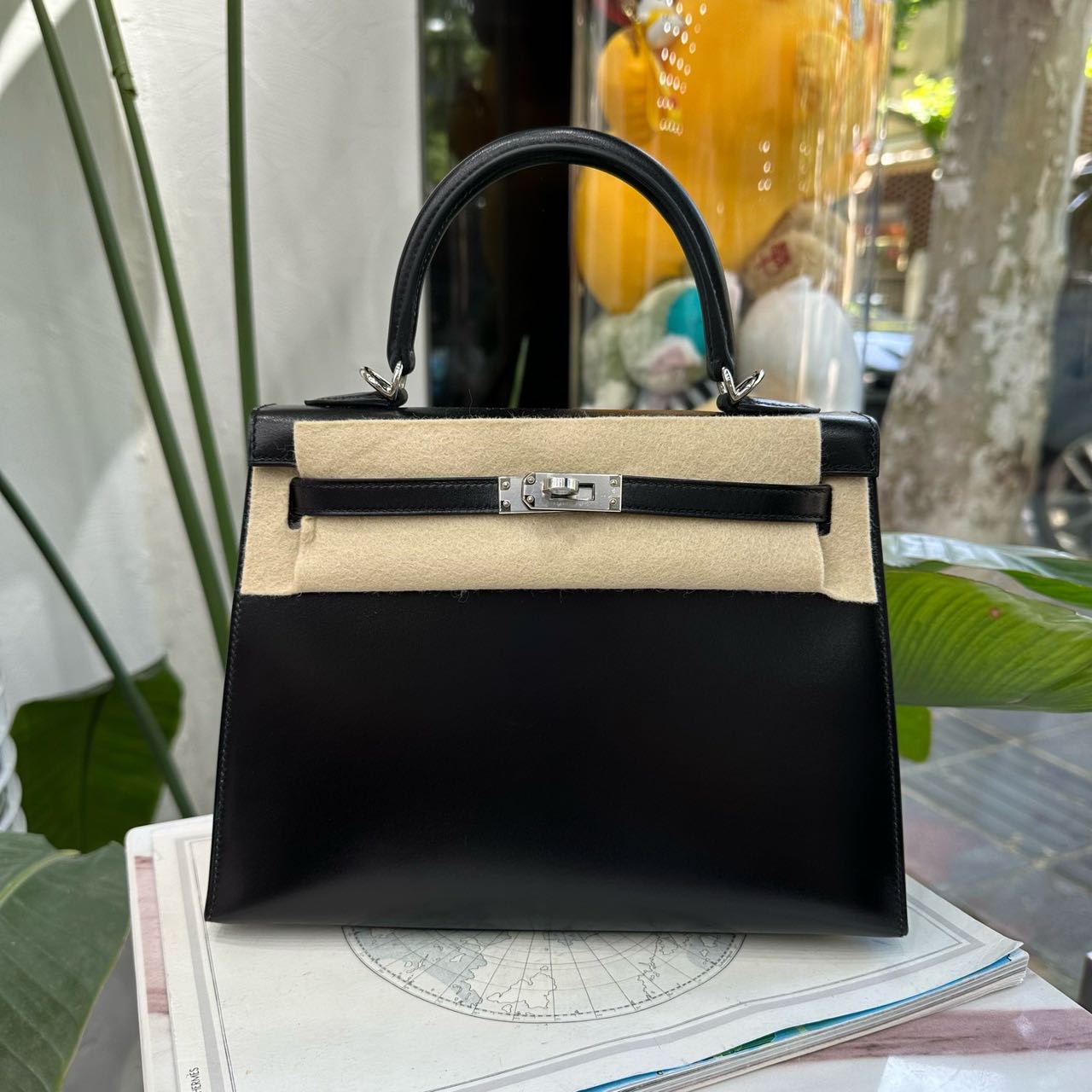 Hermes 黑银Kelly25 box皮 B刻 全套无票