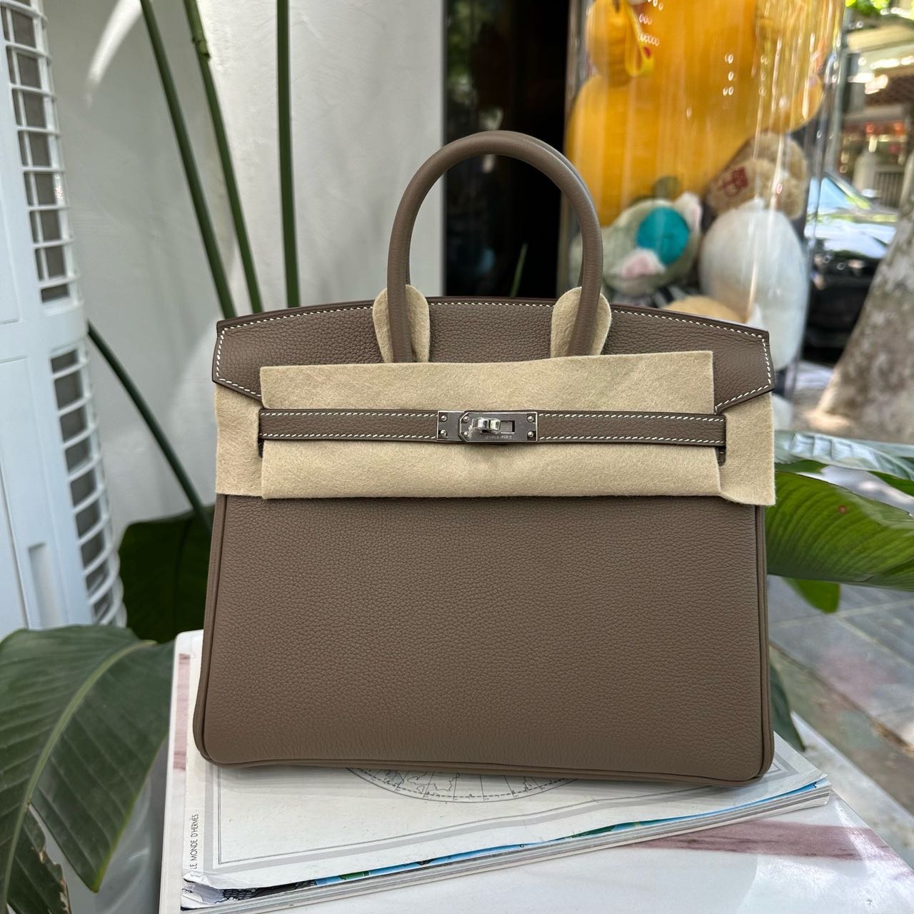 Hermes 大象灰birkin25/BK25 银扣 Togo皮 K刻全套